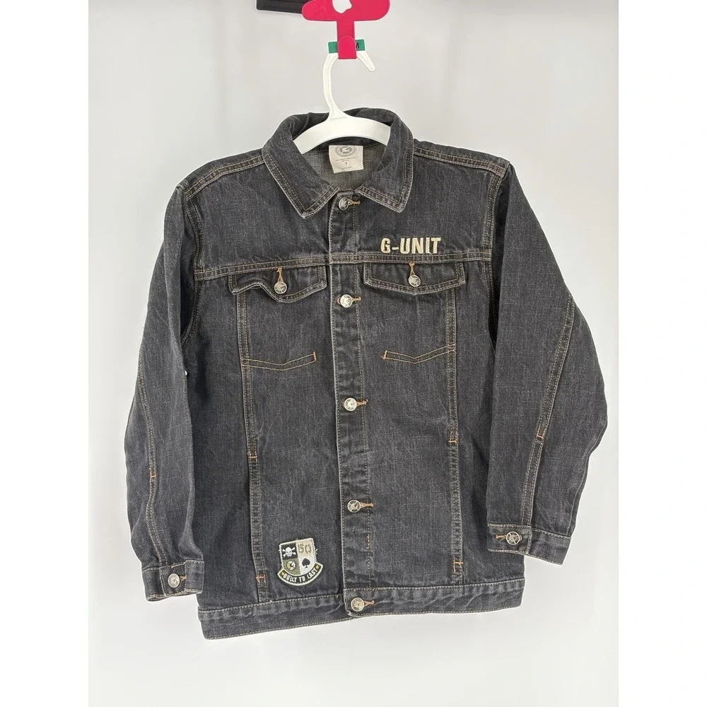 VTG G-Unit Kids Denim Jacket Youth 7 Gorilla Graphic Hip Hop Y2K Trucker Coat